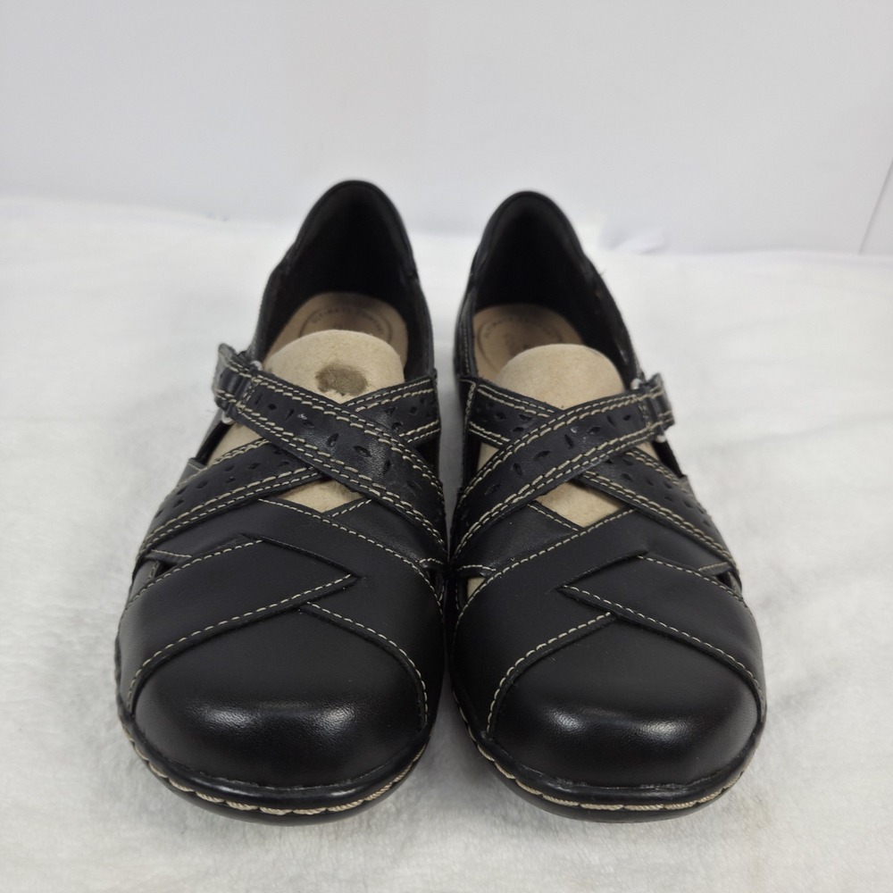 Clarks Women's Size 8.5 M Ashland Spin Q Black Leather Shoes - Picture 3 of 16